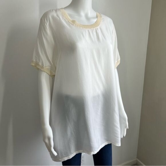 Johnny Was Short Sleeve Cream Tunic - S - Picture 2 of 8